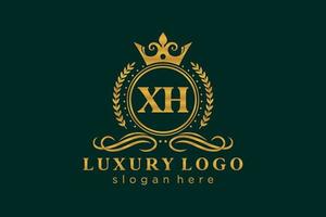 Initial XH Letter Royal Luxury Logo template in vector art for Restaurant, Royalty, Boutique, Cafe, Hotel, Heraldic, Jewelry, Fashion and other vector illustration.