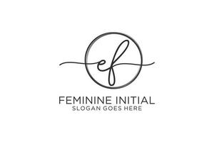 Initial EF handwriting logo with circle template vector logo of initial signature, wedding, fashion, floral and botanical with creative template.