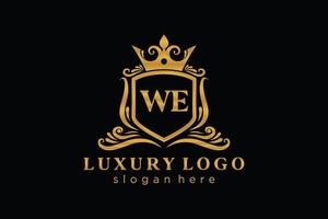 Initial WE Letter Royal Luxury Logo template in vector art for Restaurant, Royalty, Boutique, Cafe, Hotel, Heraldic, Jewelry, Fashion and other vector illustration.