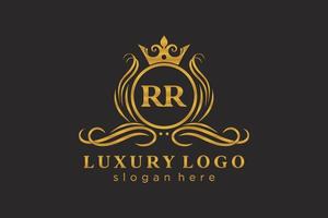 plantilla de logotipo de lujo real con letra rr inicial en arte vectorial para restaurante, realeza, boutique, cafetería, hotel, heráldica, joyería, moda y otras ilustraciones vectoriales. vector