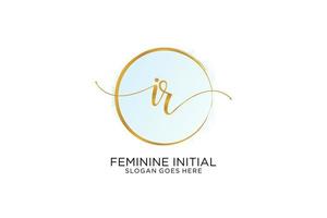 Initial IR handwriting logo with circle template vector signature, wedding, fashion, floral and botanical with creative template.