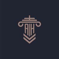AH initial monogram logo with pillar design for law firm vector image