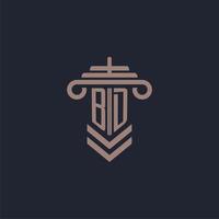 BD initial monogram logo with pillar design for law firm vector image