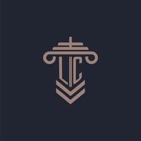 LC initial monogram logo with pillar design for law firm vector image