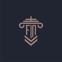 logotipo de monograma inicial fn con diseño de pilar para imagen vectorial de bufete de abogados vector