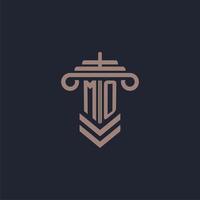 MO initial monogram logo with pillar design for law firm vector image