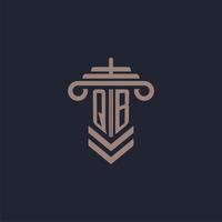 QB initial monogram logo with pillar design for law firm vector image