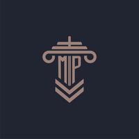 MP initial monogram logo with pillar design for law firm vector image