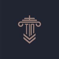TN initial monogram logo with pillar design for law firm vector image