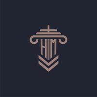 HM initial monogram logo with pillar design for law firm vector image