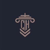 CH initial monogram logo with pillar design for law firm vector image