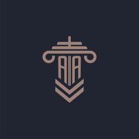 AA initial monogram logo with pillar design for law firm vector image