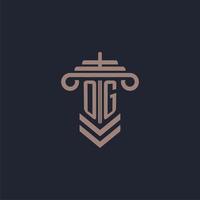 OG initial monogram logo with pillar design for law firm vector image