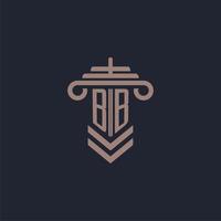 BB initial monogram logo with pillar design for law firm vector image