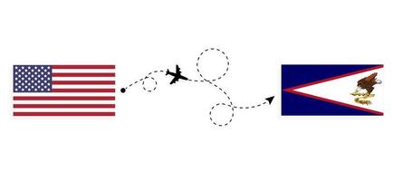 Flight and travel from USA to American Samoa by passenger airplane Travel concept vector