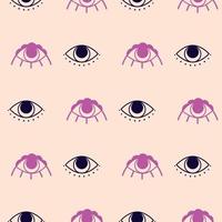 Spititual eye seamless pattern. Cute boho seamless eye background. Hand drawn fortune print. Esoteric concept. Vector illustration. Open eyes print, doodle surface design. Simple fortune wallpaper.
