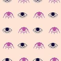 Spititual eye seamless pattern. Cute boho seamless eye background. Hand drawn fortune print. Esoteric concept. Vector illustration. Open eyes print, doodle surface design. Simple fortune wallpaper.