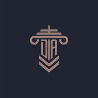 DA initial monogram logo with pillar design for law firm vector image