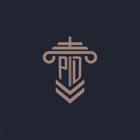 PD initial monogram logo with pillar design for law firm vector image