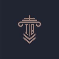 IQ initial monogram logo with pillar design for law firm vector image