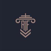 RF initial monogram logo with pillar design for law firm vector image