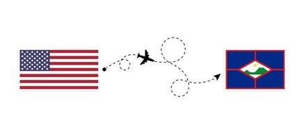 Flight and travel from USA to Sint Eustatius by passenger airplane Travel concept vector