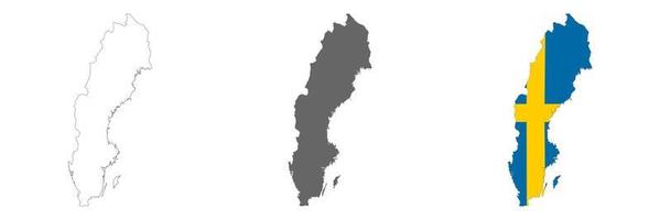 Suecia mapa muy detallado con bordes aislados en segundo plano. vector