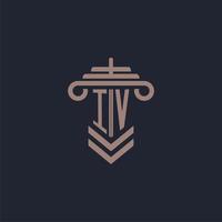 IV initial monogram logo with pillar design for law firm vector image