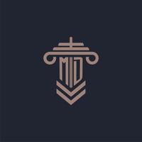 MD initial monogram logo with pillar design for law firm vector image