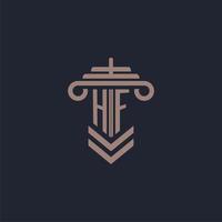 HF initial monogram logo with pillar design for law firm vector image