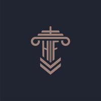 HF initial monogram logo with pillar design for law firm vector image