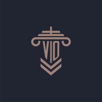 VO initial monogram logo with pillar design for law firm vector image