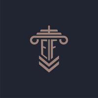 EF initial monogram logo with pillar design for law firm vector image