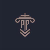 PP initial monogram logo with pillar design for law firm vector image