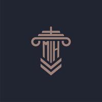 MH initial monogram logo with pillar design for law firm vector image