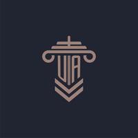 UA initial monogram logo with pillar design for law firm vector image