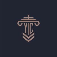 YC initial monogram logo with pillar design for law firm vector image