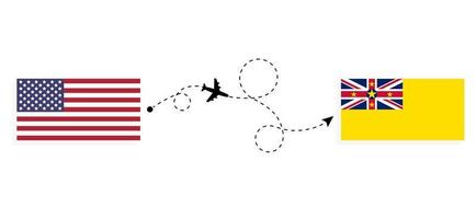 vuelo y viaje desde estados unidos a niue por concepto de viaje en avión de pasajeros vector