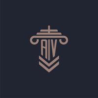 AV initial monogram logo with pillar design for law firm vector image