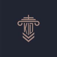 KD initial monogram logo with pillar design for law firm vector image