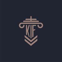 logotipo de monograma inicial kf con diseño de pilar para imagen vectorial de bufete de abogados vector