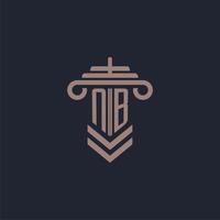 NB initial monogram logo with pillar design for law firm vector image