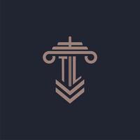 TL initial monogram logo with pillar design for law firm vector image