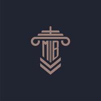 MB initial monogram logo with pillar design for law firm vector image