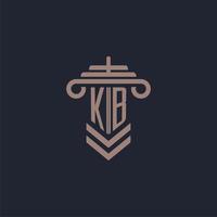 KB initial monogram logo with pillar design for law firm vector image