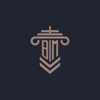 BM initial monogram logo with pillar design for law firm vector image