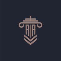 logotipo de monograma inicial rr con diseño de pilar para imagen vectorial de bufete de abogados vector