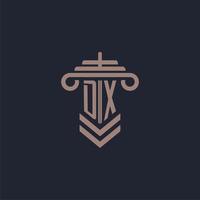DX initial monogram logo with pillar design for law firm vector image