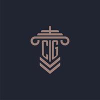 CG initial monogram logo with pillar design for law firm vector image