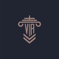 VA initial monogram logo with pillar design for law firm vector image